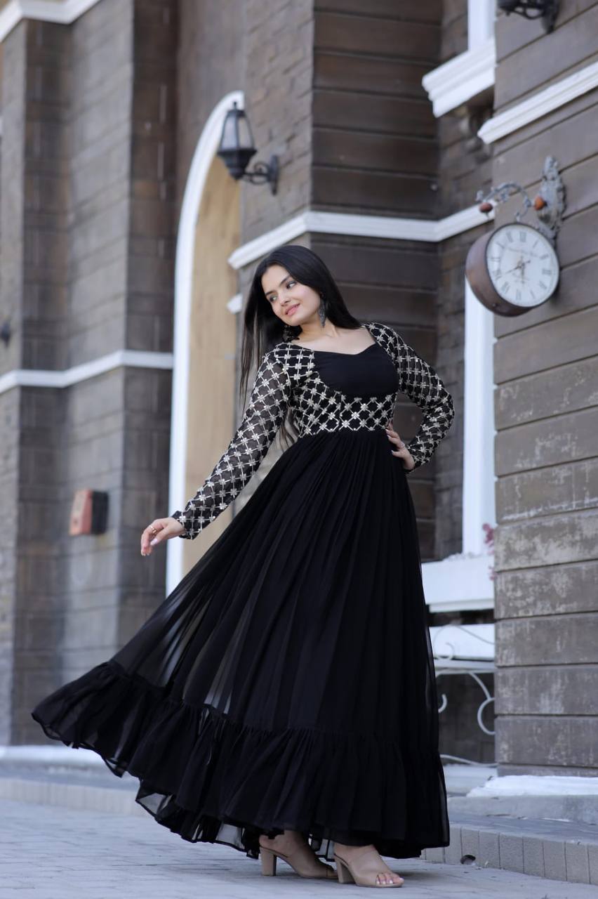 Vstore Women Gown Black Dress - Buy Vstore Women Gown Black Dress Online at  Best Prices in India | Flipkart.com